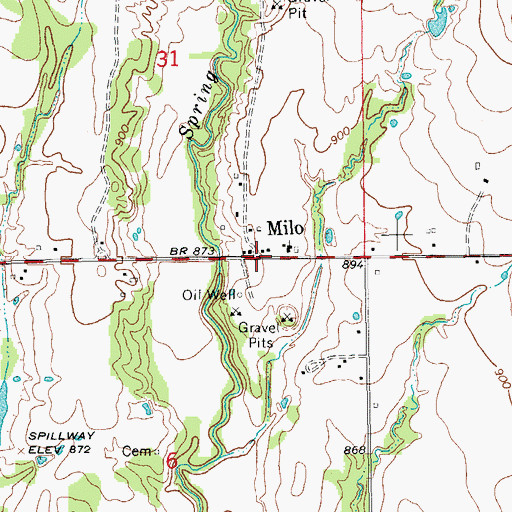 Topographic Map of Milo, OK
