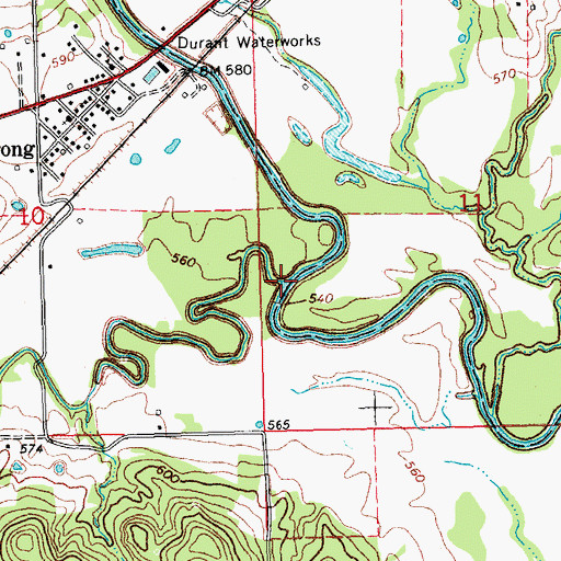 Topographic Map of Mineral Bayou, OK
