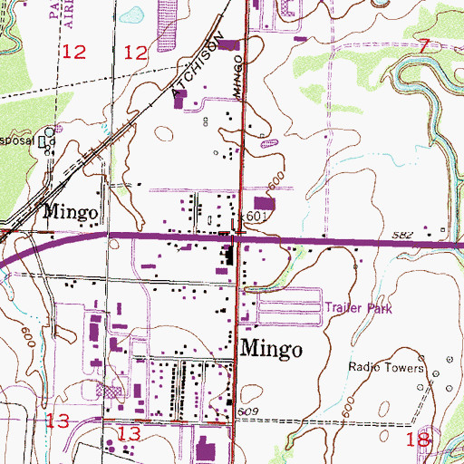 Topographic Map of Mingo, OK