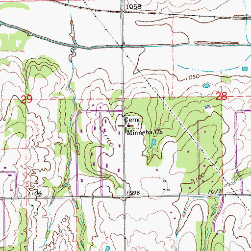 Topographic Map of Minneha Church, OK