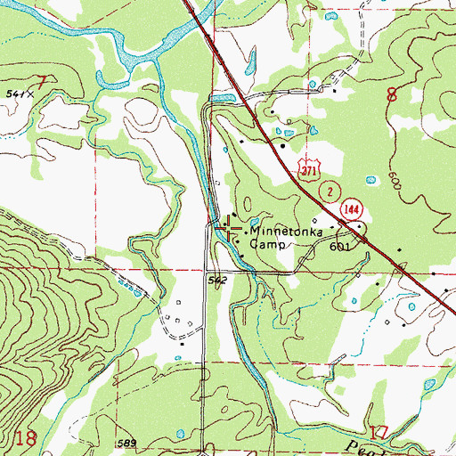 Topographic Map of Minnetonka Camp, OK