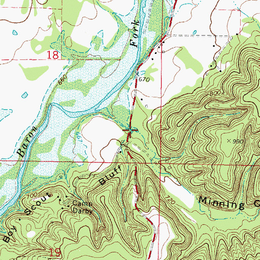 Topographic Map of Minning Camp Hollow, OK