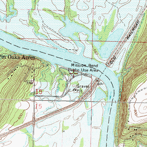 Topographic Map of Mission Bend Public Use Area, OK