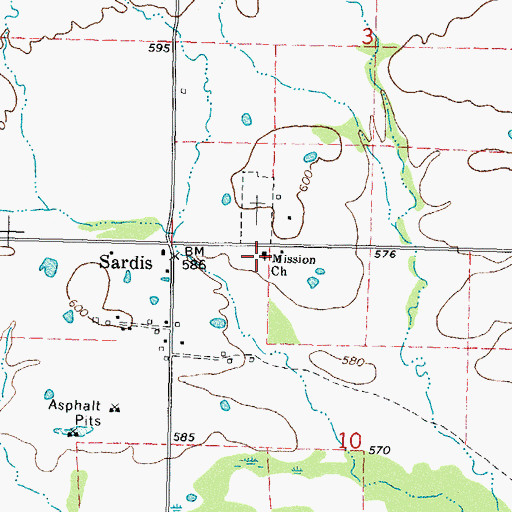 Topographic Map of Mission Church, OK