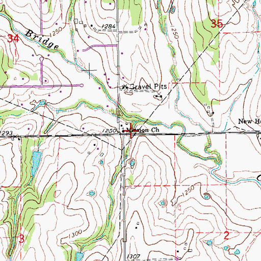 Topographic Map of Mission Church, OK