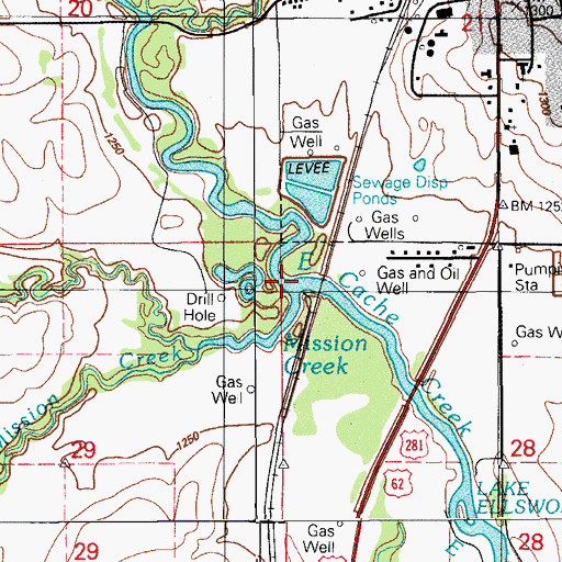 Topographic Map of Mission Creek, OK