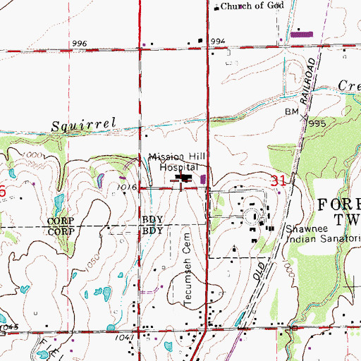 Topographic Map of Unity Health Center, OK