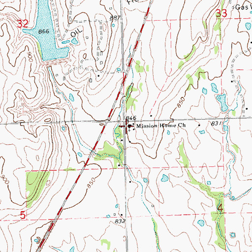 Topographic Map of Mission Home Church, OK