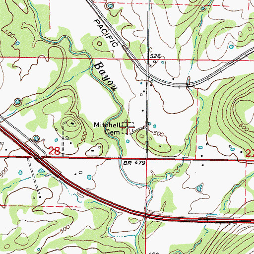 Topographic Map of Mitchell Cemetery, OK