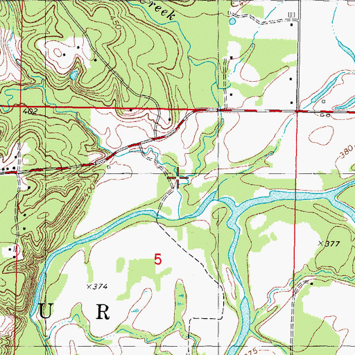Topographic Map of Mitchell Creek, OK