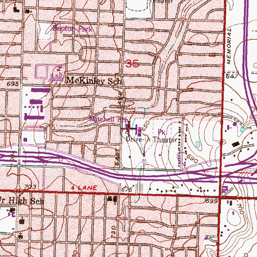 Topographic Map of Mitchell Elementary School, OK