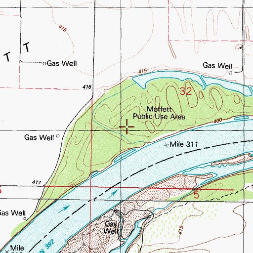Topographic Map of Moffett Public Use Area, OK