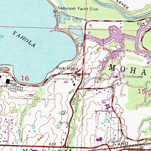 Topographic Map of Mohawk Park, OK