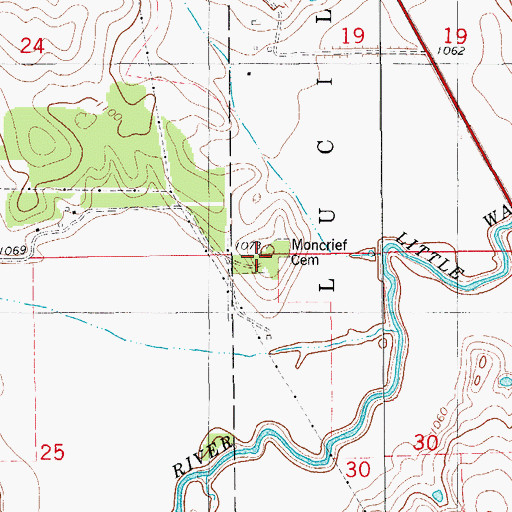 Topographic Map of Muncrief Cemetery, OK