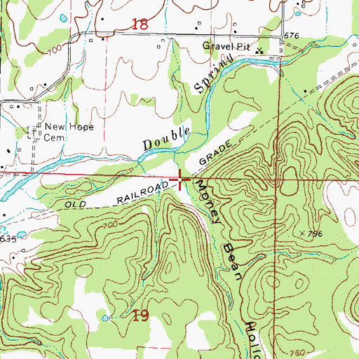Topographic Map of Money Bean Hollow, OK