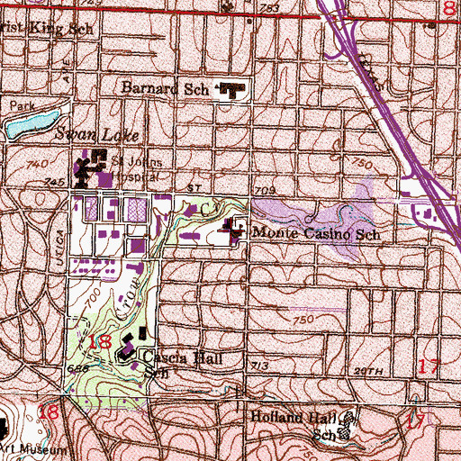 Topographic Map of Monte Cassino School, OK