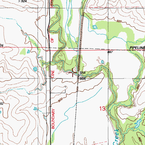 Topographic Map of Monument Creek, OK
