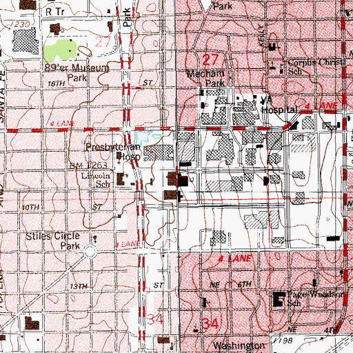 Topographic Map of Moon Junior High School, OK