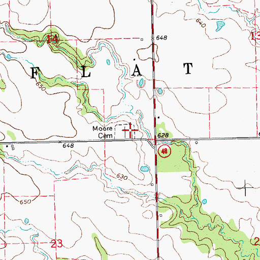 Topographic Map of Moore Cemetery, OK