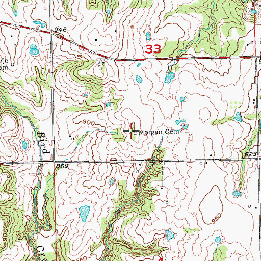 Topographic Map of Morgan Cemetery, OK