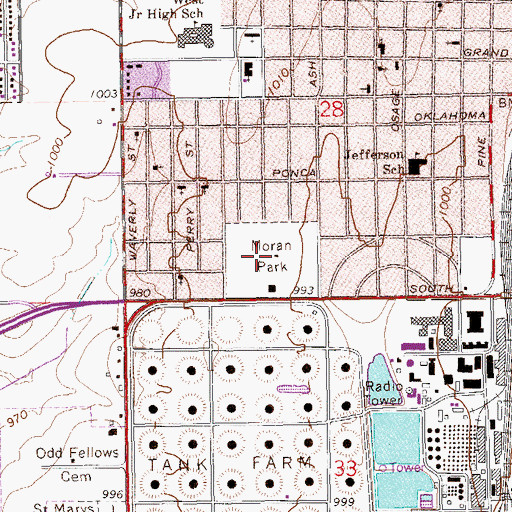 Topographic Map of Morgan Park, OK