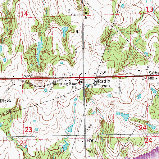 Topographic Map of Morning Star Church, OK