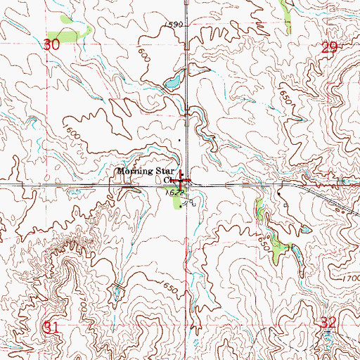 Topographic Map of Morning Star Church, OK