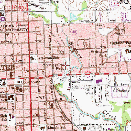 Topographic Map of Morningside Park, OK