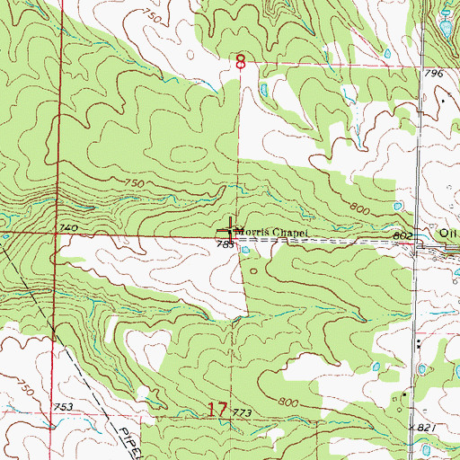 Topographic Map of Morris Church, OK