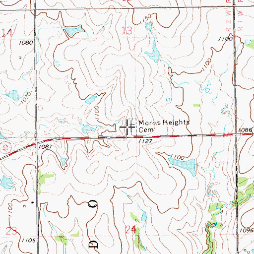 Topographic Map of Morris Heights Cemetery, OK