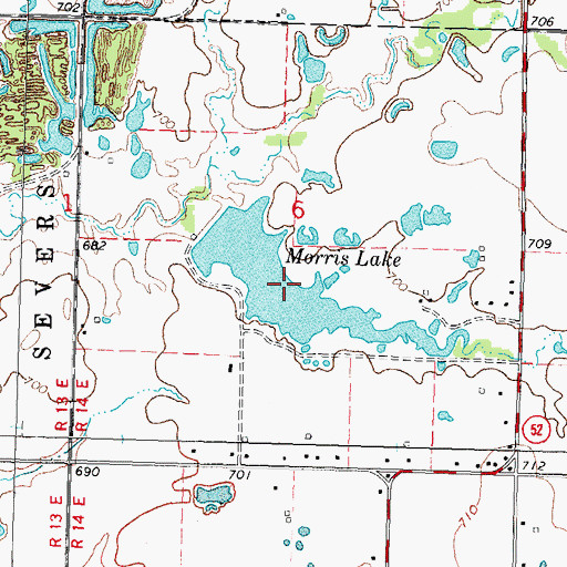 Topographic Map of Morris Lake, OK
