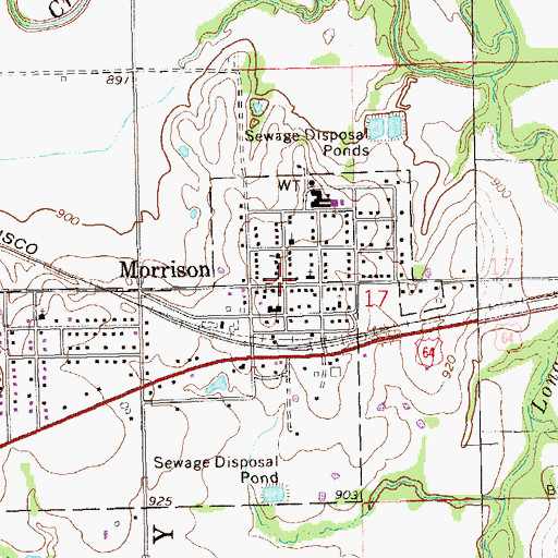 Topographic Map of Morrison, OK