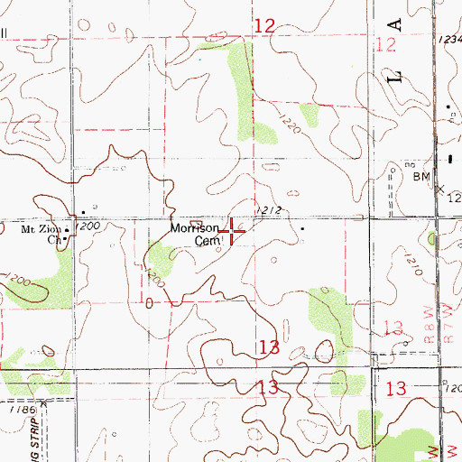 Topographic Map of Morrison Cemetery, OK