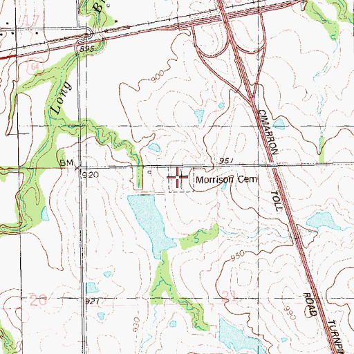 Topographic Map of Morrison Cemetery, OK