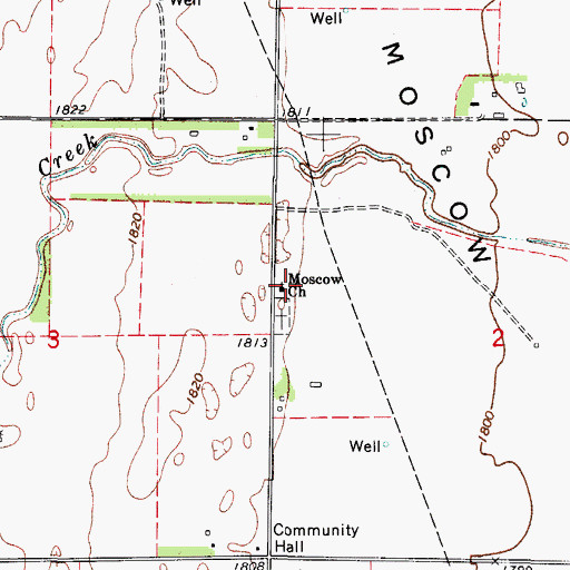 Topographic Map of Moscow Church, OK