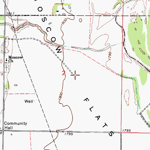 Topographic Map of Moscow Flats, OK