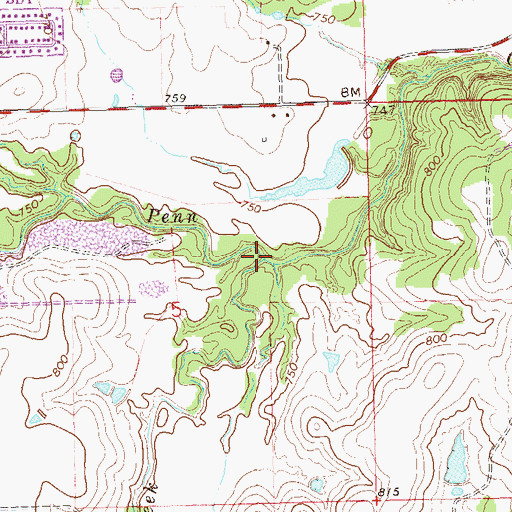 Topographic Map of Moshetomoie Creek, OK