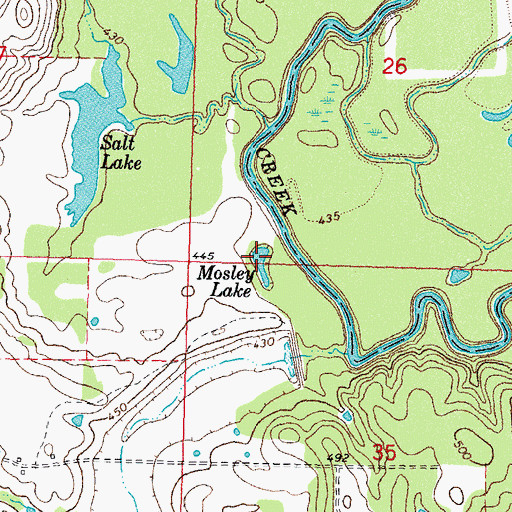 Topographic Map of Mosley Lake, OK