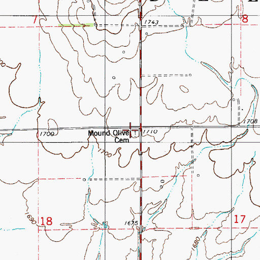 Topographic Map of Mound Olive Cemetery, OK