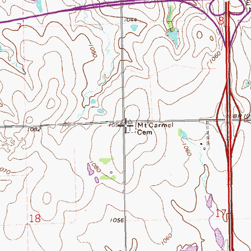 Topographic Map of Mount Carmel Cemetery, OK