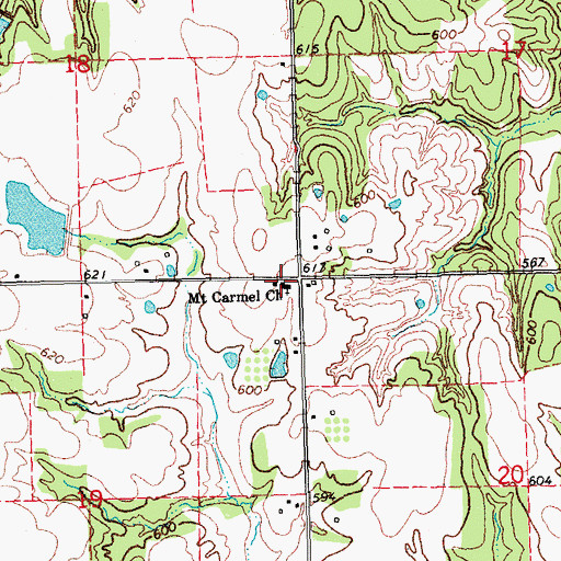Topographic Map of Mount Carmel Church, OK