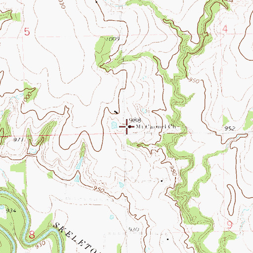 Topographic Map of Mount Carmel Church, OK