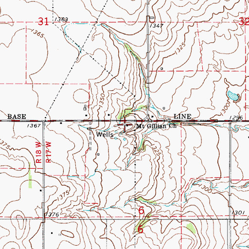 Topographic Map of Mount Gillian Church, OK