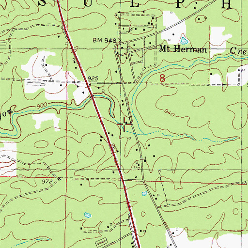 Topographic Map of Mount Herman, OK