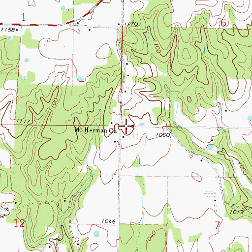 Topographic Map of Mount Herman Church, OK