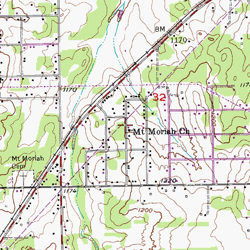 Topographic Map of Mount Moriah Church, OK