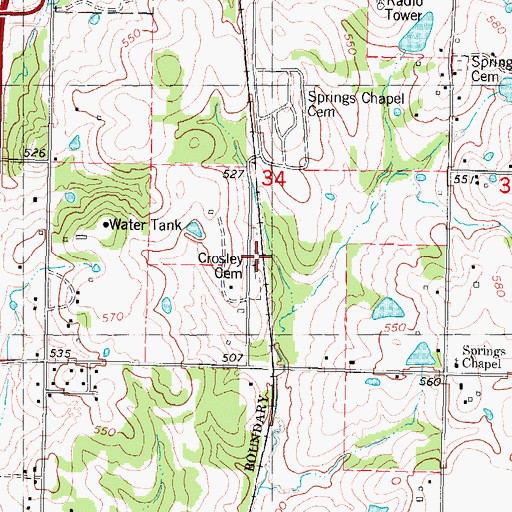 Topographic Map of Mount Olive Cemetery, OK