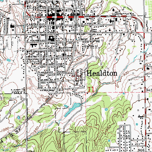 Topographic Map of Mount Olive Cemetery, OK