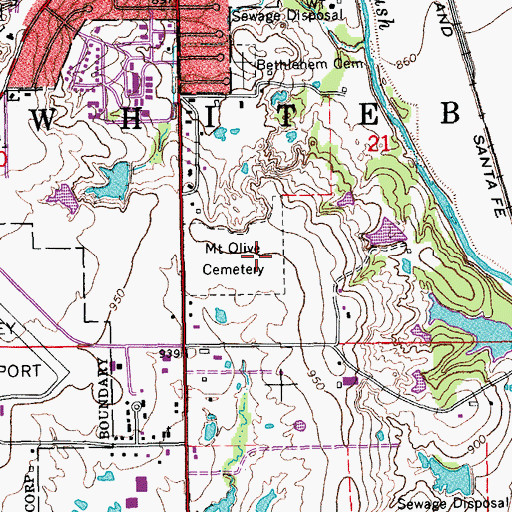 Topographic Map of Mount Olivet Cemetery, OK