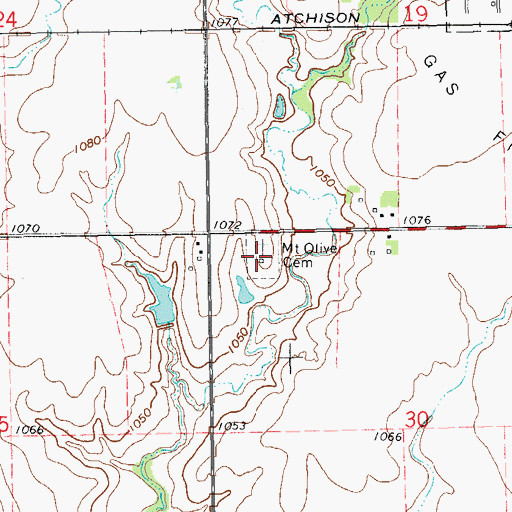 Topographic Map of Mount Olive Cemetery, OK